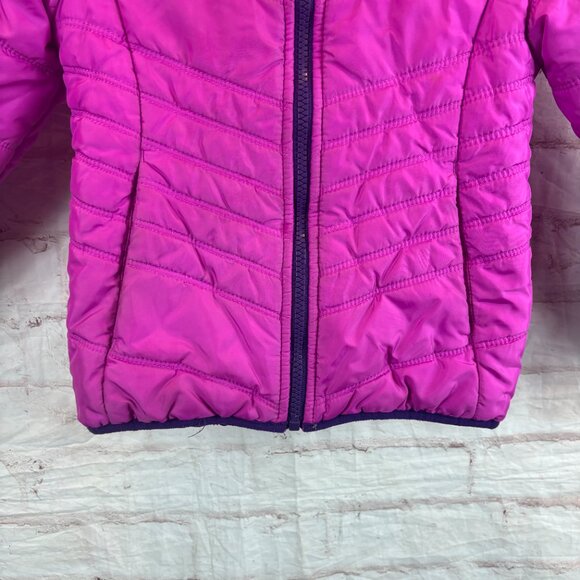 Under Armour Girls 5 Fitted Dark Pink Insulated Hooded Winter Puffer Jacket - Picture 6 of 9